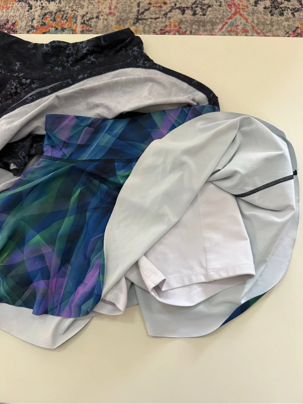 Athletic Skorts - Navy Floral and Blue-Green Plaid - girls size large